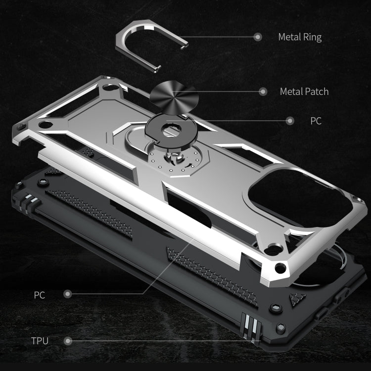 For Xiaomi Mi 11 Lite 5G Shockproof TPU + PC Protective Case with 360 Degree Rotating Holder(Silver) - Xiaomi Cases by buy2fix | Online Shopping UK | buy2fix