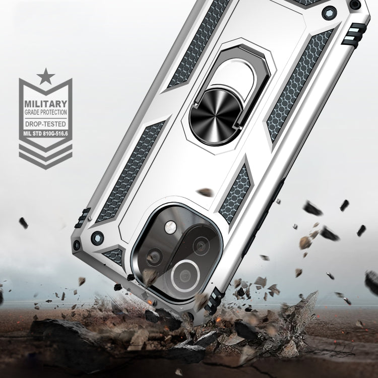 For Xiaomi Mi 11 Lite 5G Shockproof TPU + PC Protective Case with 360 Degree Rotating Holder(Silver) - Xiaomi Cases by buy2fix | Online Shopping UK | buy2fix