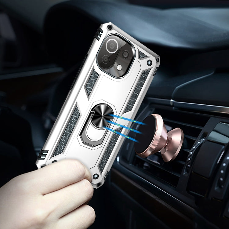 For Xiaomi Mi 11 Lite 5G Shockproof TPU + PC Protective Case with 360 Degree Rotating Holder(Silver) - Xiaomi Cases by buy2fix | Online Shopping UK | buy2fix