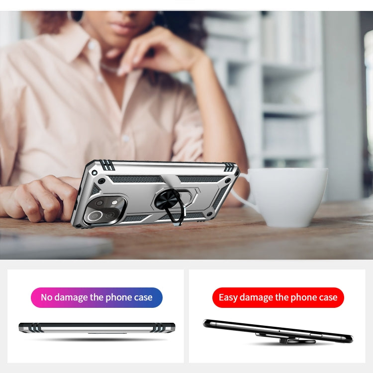 For Xiaomi Mi 11 Lite 5G Shockproof TPU + PC Protective Case with 360 Degree Rotating Holder(Silver) - Xiaomi Cases by buy2fix | Online Shopping UK | buy2fix