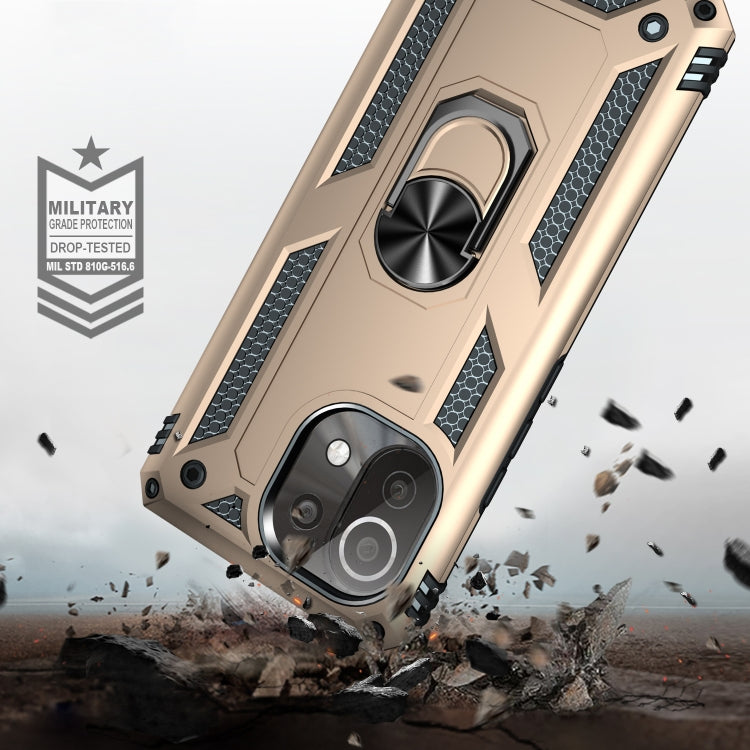 For Xiaomi Mi 11 Lite 5G Shockproof TPU + PC Protective Case with 360 Degree Rotating Holder(Gold) - Xiaomi Cases by buy2fix | Online Shopping UK | buy2fix