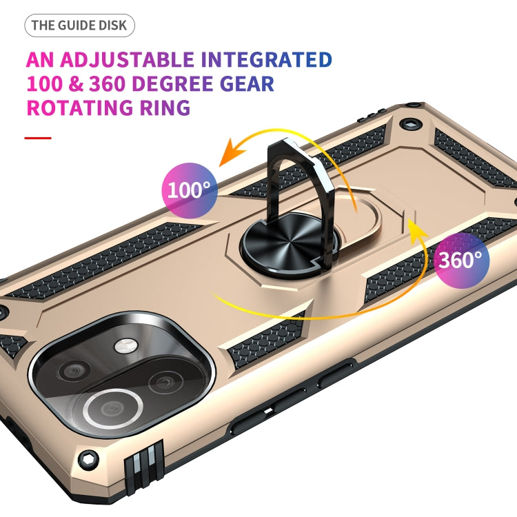 For Xiaomi Mi 11 Lite 5G Shockproof TPU + PC Protective Case with 360 Degree Rotating Holder(Gold) - Xiaomi Cases by buy2fix | Online Shopping UK | buy2fix