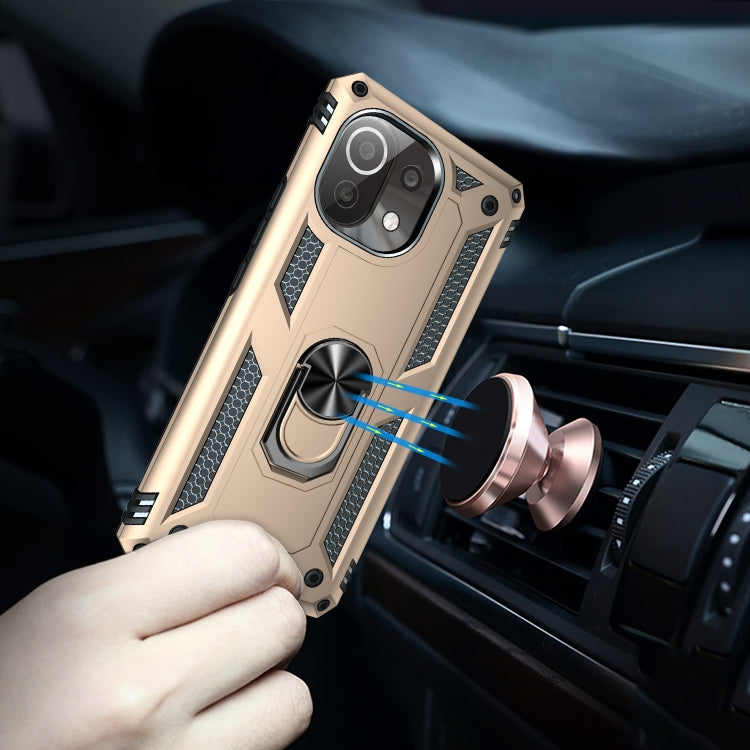 For Xiaomi Mi 11 Lite 5G Shockproof TPU + PC Protective Case with 360 Degree Rotating Holder(Gold) - Xiaomi Cases by buy2fix | Online Shopping UK | buy2fix