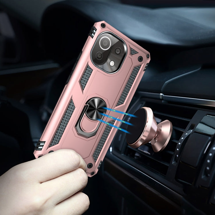 For Xiaomi Mi 11 Lite 5G Shockproof TPU + PC Protective Case with 360 Degree Rotating Holder(Rose Gold) - Xiaomi Cases by buy2fix | Online Shopping UK | buy2fix