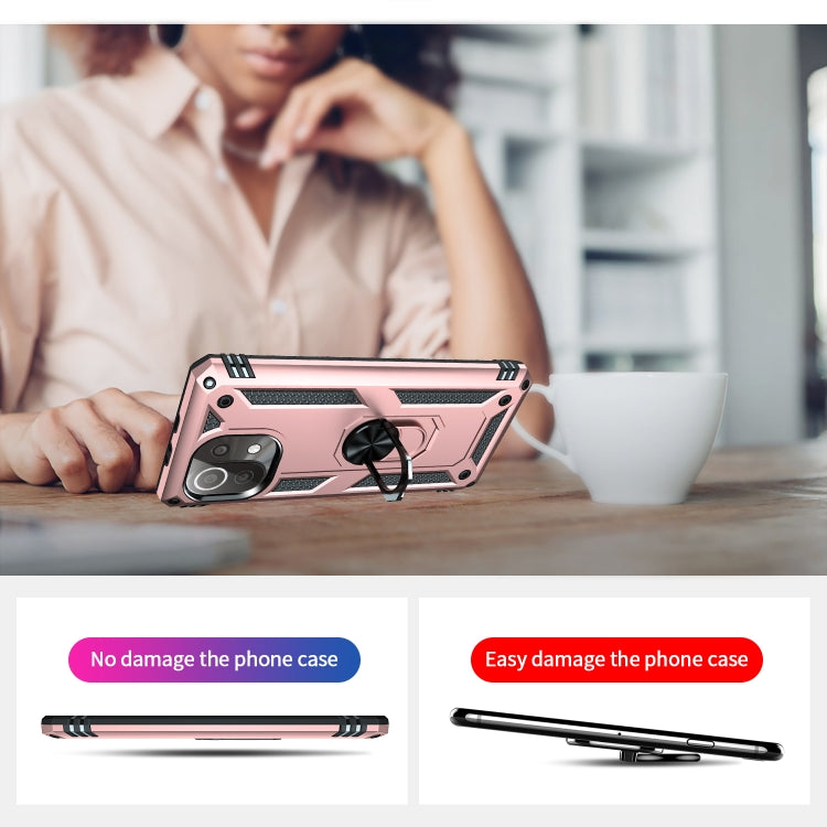 For Xiaomi Mi 11 Lite 5G Shockproof TPU + PC Protective Case with 360 Degree Rotating Holder(Rose Gold) - Xiaomi Cases by buy2fix | Online Shopping UK | buy2fix