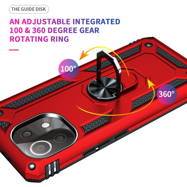 For Xiaomi Mi 11 Lite 5G Shockproof TPU + PC Protective Case with 360 Degree Rotating Holder(Red) - Xiaomi Cases by buy2fix | Online Shopping UK | buy2fix
