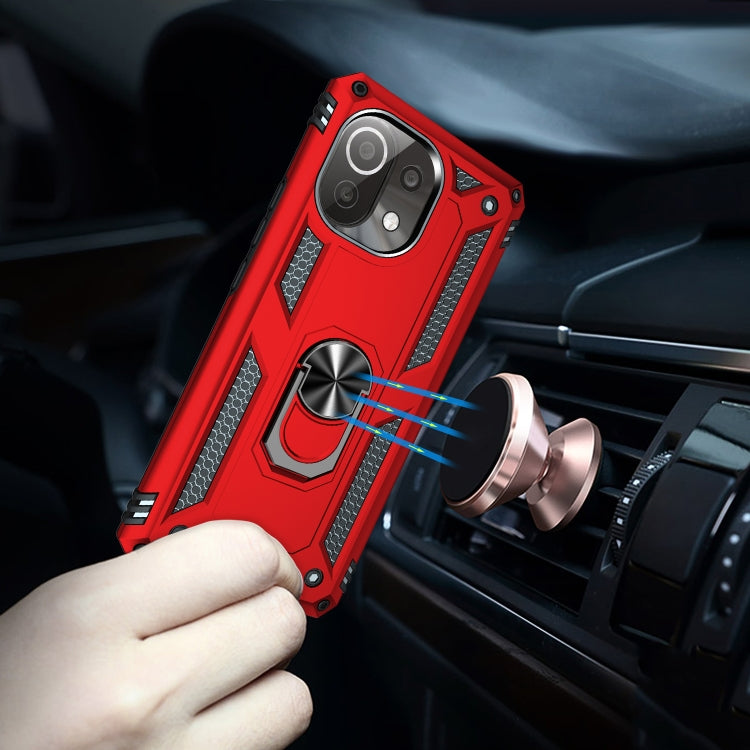 For Xiaomi Mi 11 Lite 5G Shockproof TPU + PC Protective Case with 360 Degree Rotating Holder(Red) - Xiaomi Cases by buy2fix | Online Shopping UK | buy2fix