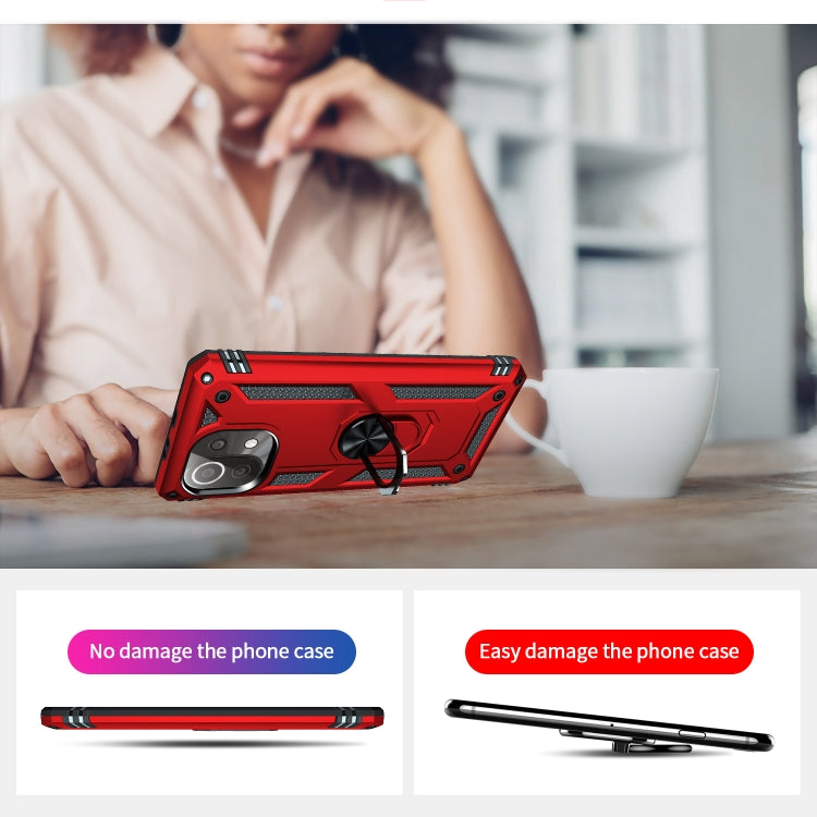 For Xiaomi Mi 11 Lite 5G Shockproof TPU + PC Protective Case with 360 Degree Rotating Holder(Red) - Xiaomi Cases by buy2fix | Online Shopping UK | buy2fix
