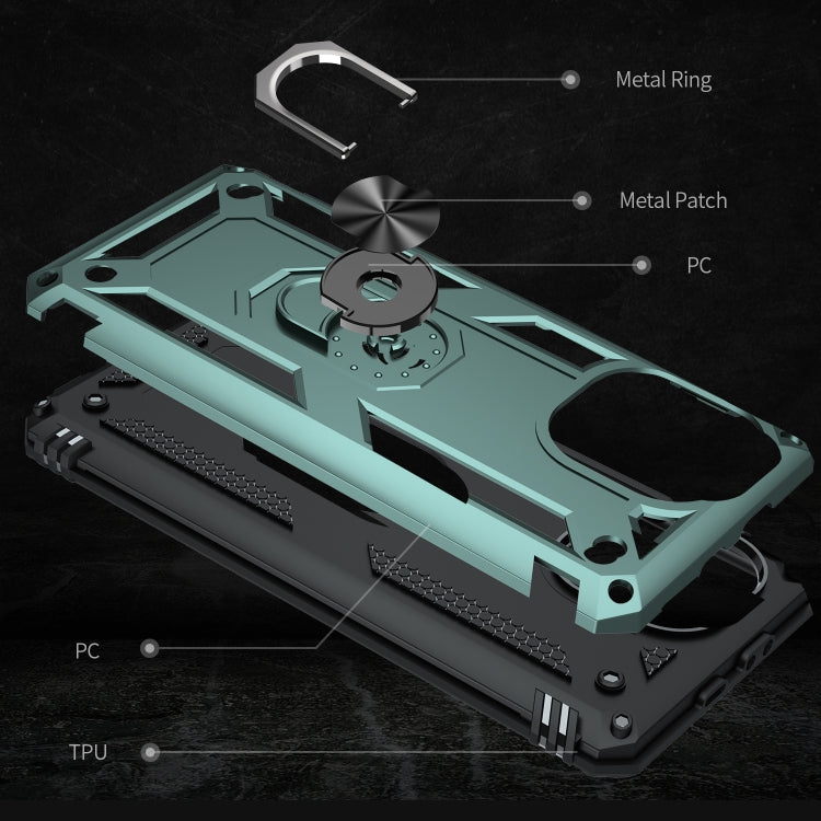 For Xiaomi Mi 11 Lite 5G Shockproof TPU + PC Protective Case with 360 Degree Rotating Holder(Dark Green) - Xiaomi Cases by buy2fix | Online Shopping UK | buy2fix