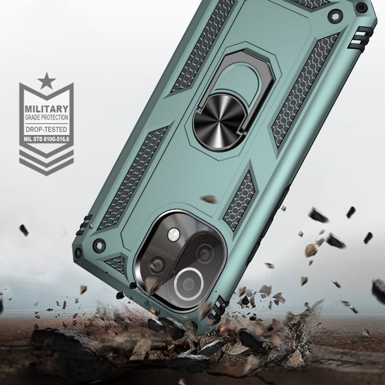 For Xiaomi Mi 11 Lite 5G Shockproof TPU + PC Protective Case with 360 Degree Rotating Holder(Dark Green) - Xiaomi Cases by buy2fix | Online Shopping UK | buy2fix