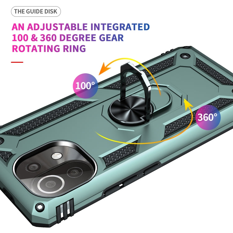 For Xiaomi Mi 11 Lite 5G Shockproof TPU + PC Protective Case with 360 Degree Rotating Holder(Dark Green) - Xiaomi Cases by buy2fix | Online Shopping UK | buy2fix