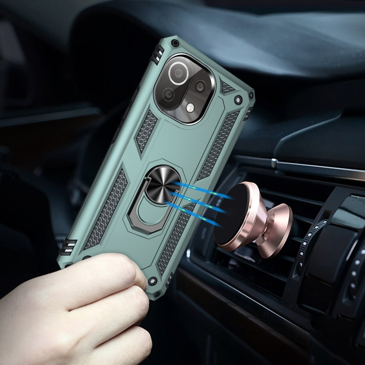 For Xiaomi Mi 11 Lite 5G Shockproof TPU + PC Protective Case with 360 Degree Rotating Holder(Dark Green) - Xiaomi Cases by buy2fix | Online Shopping UK | buy2fix