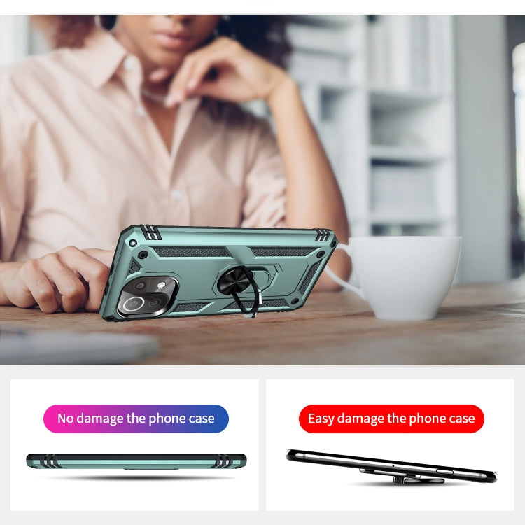 For Xiaomi Mi 11 Lite 5G Shockproof TPU + PC Protective Case with 360 Degree Rotating Holder(Dark Green) - Xiaomi Cases by buy2fix | Online Shopping UK | buy2fix