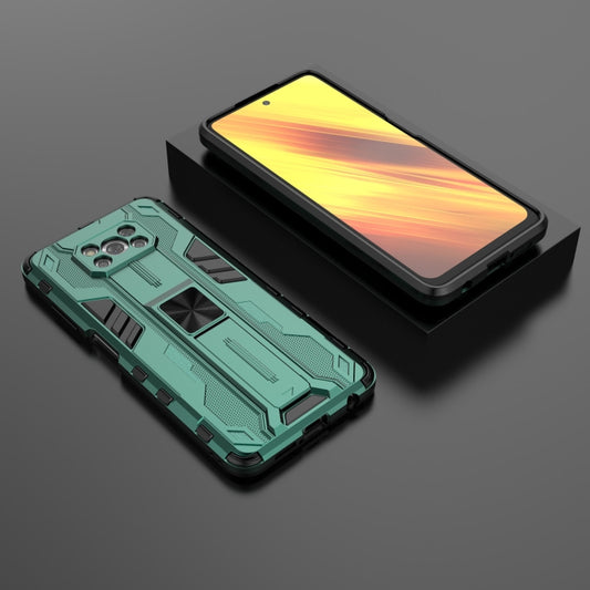 For Xiaomi Poco X3 NFC Supersonic PC + TPU Shock-proof Case with Holder(Green) by buy2fix