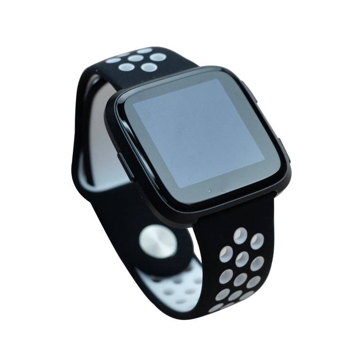 For Fitbit Versa 3 Two-color Silicone Watch Band(Black White) - Watch Bands by buy2fix | Online Shopping UK | buy2fix