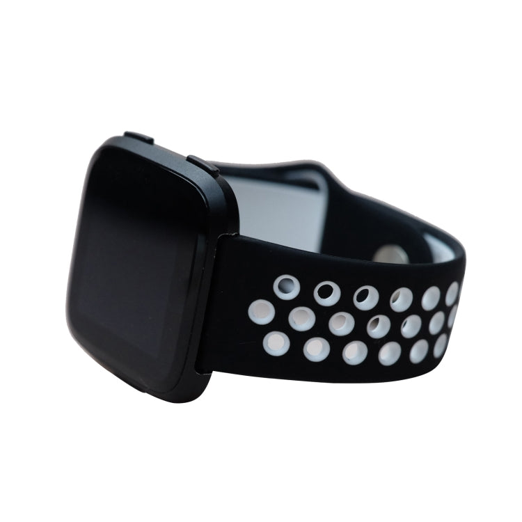 For Fitbit Versa 3 Two-color Silicone Watch Band(Black White) - Watch Bands by buy2fix | Online Shopping UK | buy2fix