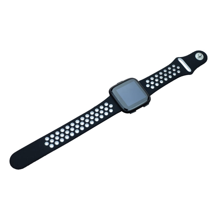 For Fitbit Versa 3 Two-color Silicone Watch Band(Black White) - Watch Bands by buy2fix | Online Shopping UK | buy2fix