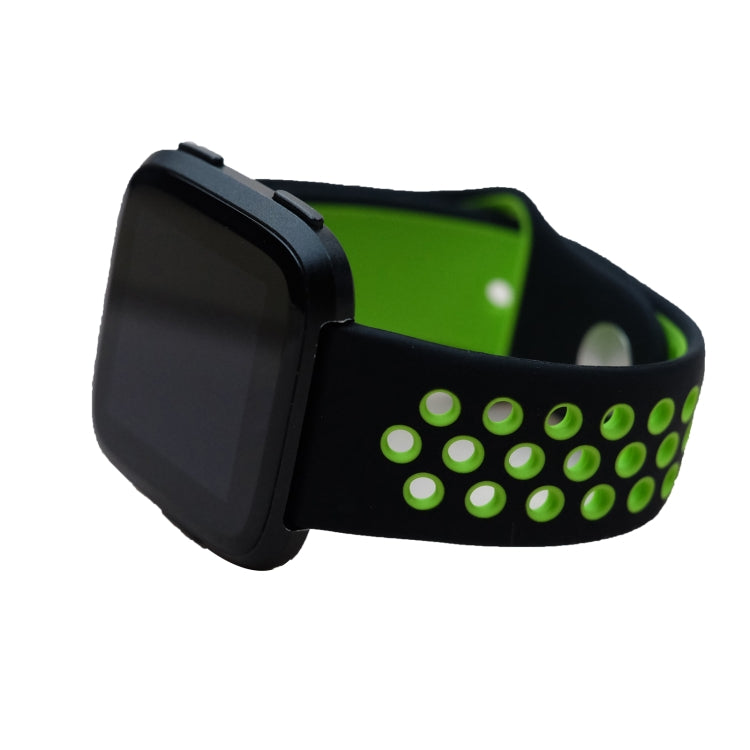 For Fitbit Versa 3 Two-color Silicone Watch Band(Black Green) - Watch Bands by buy2fix | Online Shopping UK | buy2fix