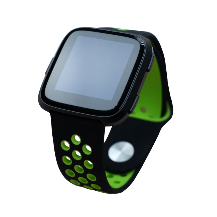 For Fitbit Versa 3 Two-color Silicone Watch Band(Black Green) - Watch Bands by buy2fix | Online Shopping UK | buy2fix