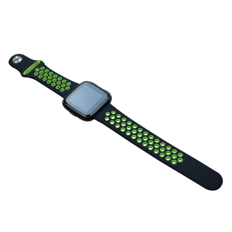 For Fitbit Versa 3 Two-color Silicone Watch Band(Black Green) - Watch Bands by buy2fix | Online Shopping UK | buy2fix