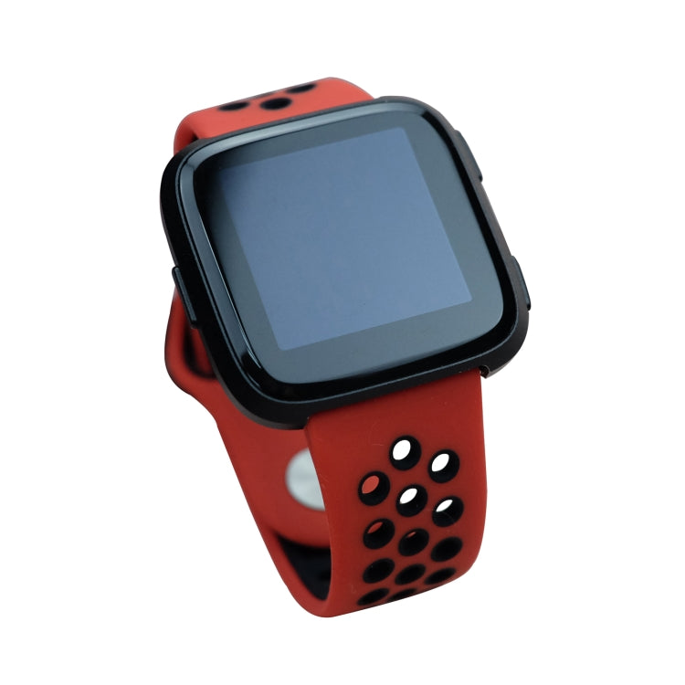 For Fitbit Versa 3 Two-color Silicone Watch Band(Red Black) - Watch Bands by buy2fix | Online Shopping UK | buy2fix