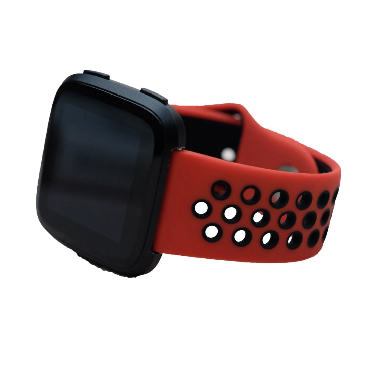 For Fitbit Versa 3 Two-color Silicone Watch Band(Red Black) - Watch Bands by buy2fix | Online Shopping UK | buy2fix