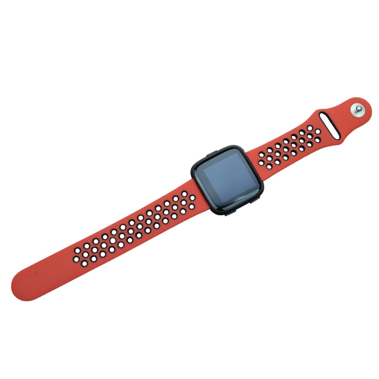For Fitbit Versa 3 Two-color Silicone Watch Band(Red Black) - Watch Bands by buy2fix | Online Shopping UK | buy2fix