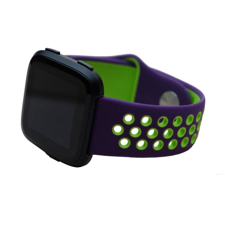 For Fitbit Versa 3 Two-color Silicone Watch Band(Purple Green) - Watch Bands by buy2fix | Online Shopping UK | buy2fix