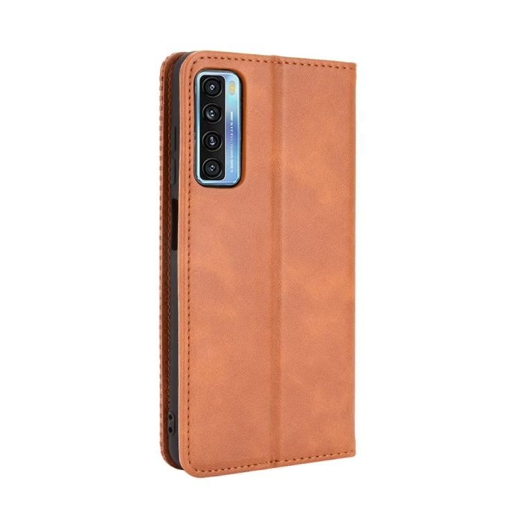 For TCL 20 5G / 20S / 20L / 20L+ Magnetic Buckle Retro Crazy Horse Texture Horizontal Flip Leather Case with Holder & Card Slots & Photo Frame(Brown) - More Brand by buy2fix | Online Shopping UK | buy2fix
