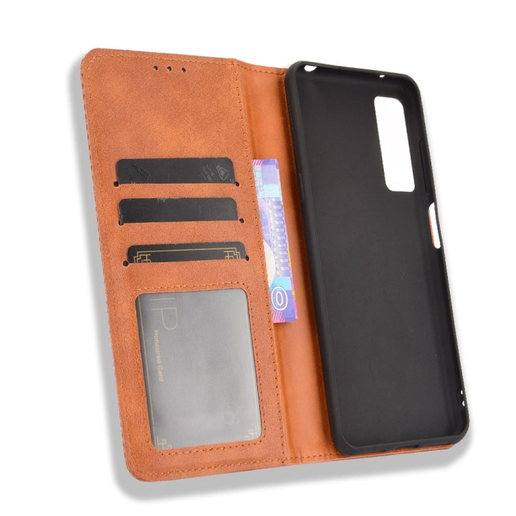 For TCL 20 5G / 20S / 20L / 20L+ Magnetic Buckle Retro Crazy Horse Texture Horizontal Flip Leather Case with Holder & Card Slots & Photo Frame(Brown) - More Brand by buy2fix | Online Shopping UK | buy2fix