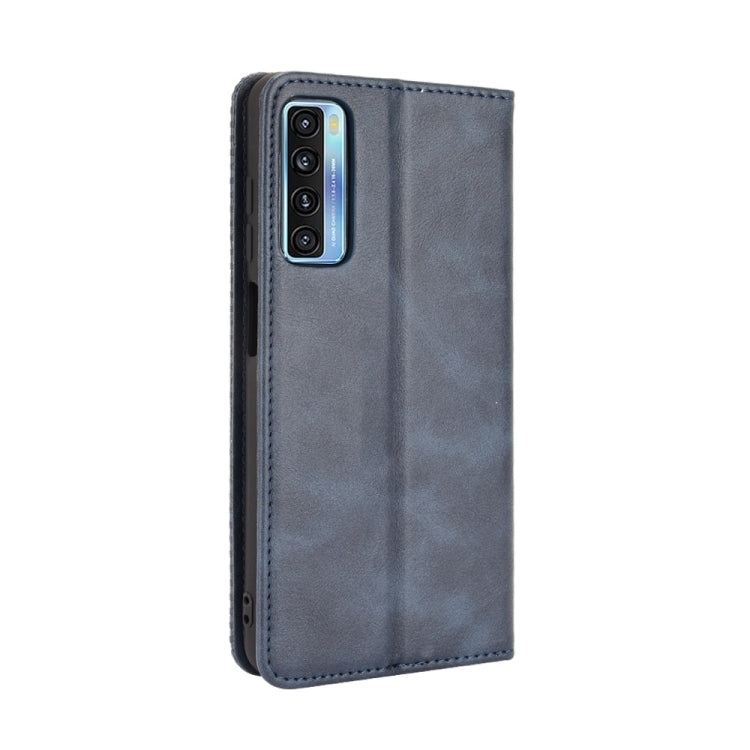 For TCL 20 5G / 20S / 20L / 20L+ Magnetic Buckle Retro Crazy Horse Texture Horizontal Flip Leather Case with Holder & Card Slots & Photo Frame(Blue) - TCL by buy2fix | Online Shopping UK | buy2fix