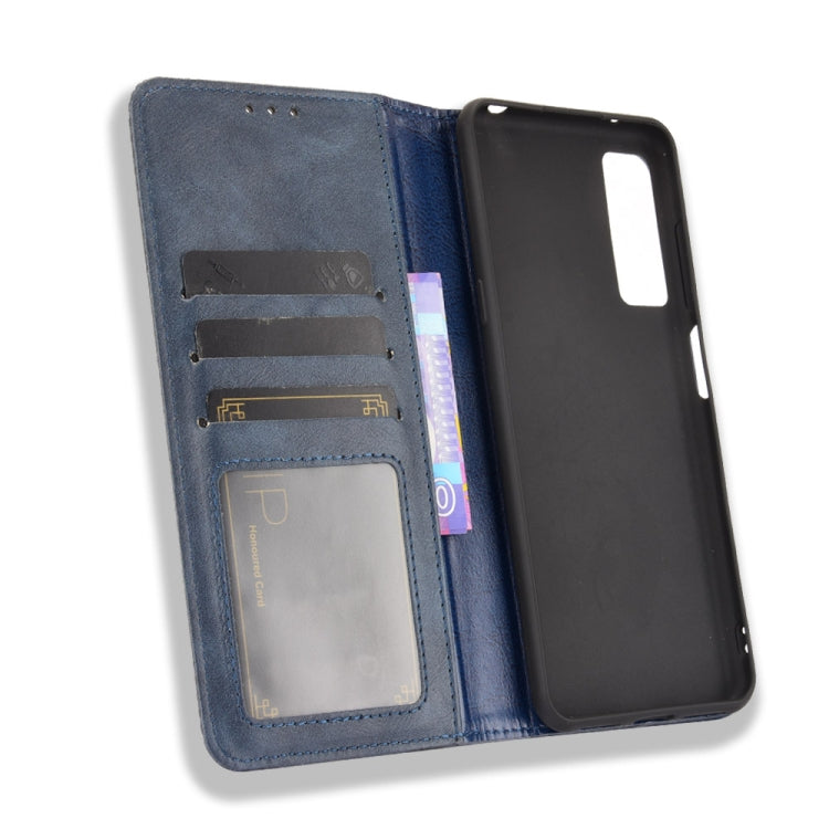 For TCL 20 5G / 20S / 20L / 20L+ Magnetic Buckle Retro Crazy Horse Texture Horizontal Flip Leather Case with Holder & Card Slots & Photo Frame(Blue) - TCL by buy2fix | Online Shopping UK | buy2fix