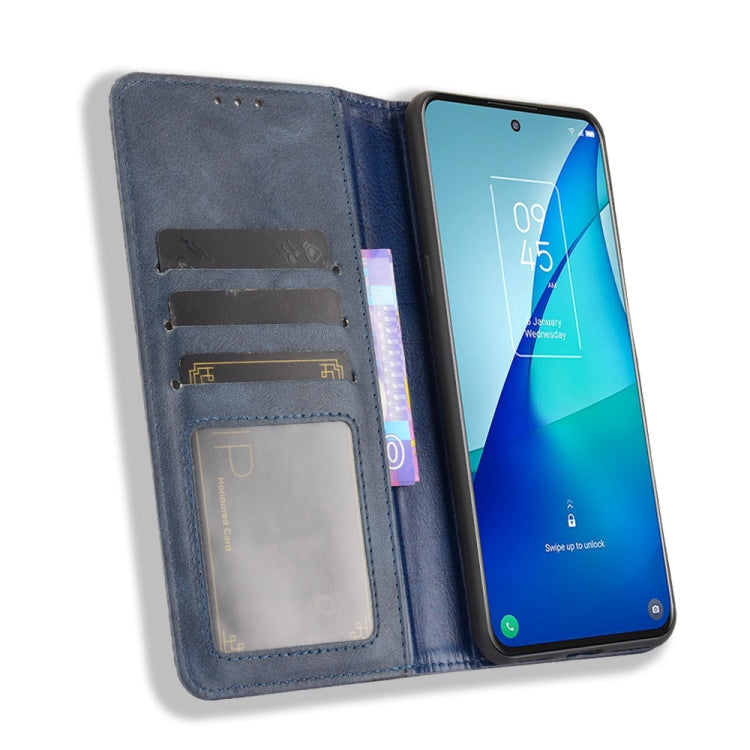 For TCL 20 5G / 20S / 20L / 20L+ Magnetic Buckle Retro Crazy Horse Texture Horizontal Flip Leather Case with Holder & Card Slots & Photo Frame(Blue) - TCL by buy2fix | Online Shopping UK | buy2fix
