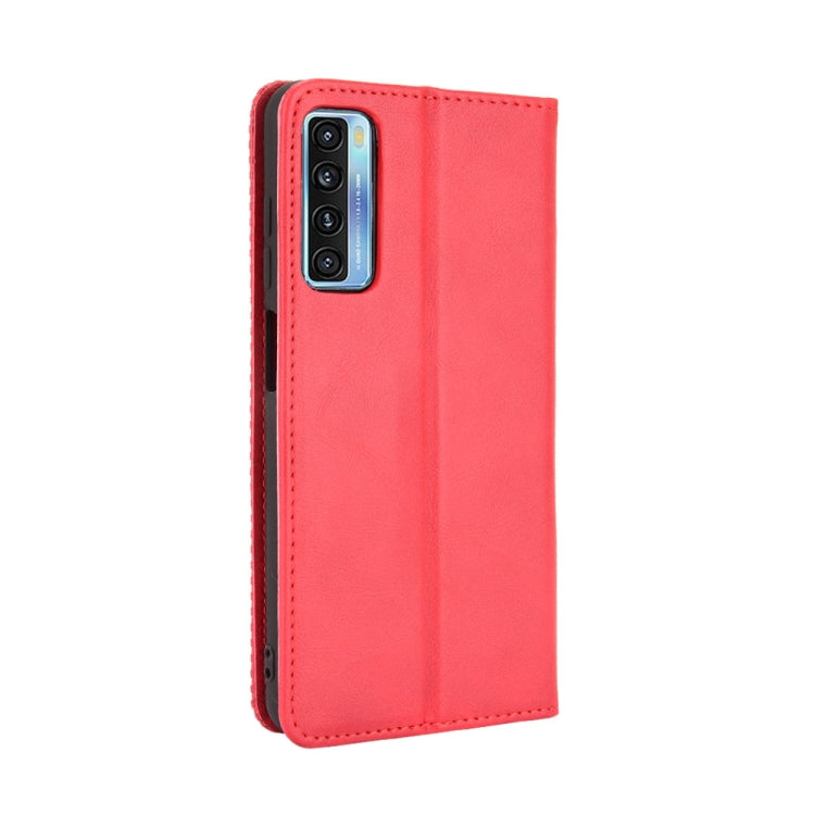 For TCL 20 5G / 20S / 20L / 20L+ Magnetic Buckle Retro Crazy Horse Texture Horizontal Flip Leather Case with Holder & Card Slots & Photo Frame(Red) - TCL by buy2fix | Online Shopping UK | buy2fix