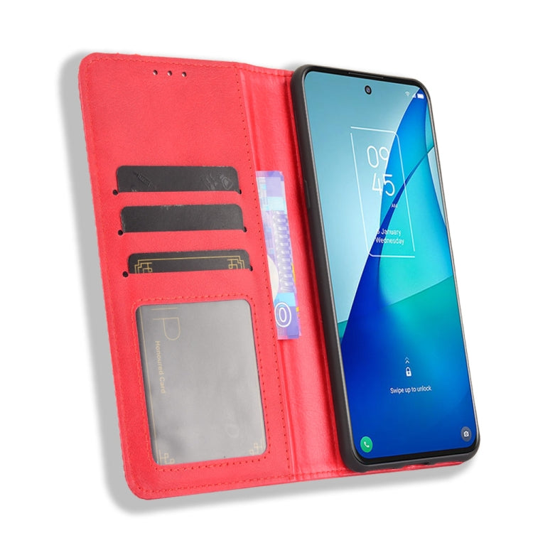 For TCL 20 5G / 20S / 20L / 20L+ Magnetic Buckle Retro Crazy Horse Texture Horizontal Flip Leather Case with Holder & Card Slots & Photo Frame(Red) - TCL by buy2fix | Online Shopping UK | buy2fix