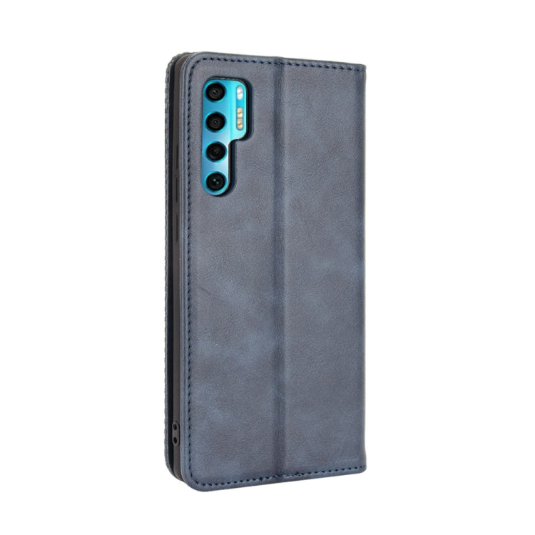 For TCL 20 Pro 5G Magnetic Buckle Retro Crazy Horse Texture Horizontal Flip Leather Case with Holder & Card Slots & Photo Frame(Blue) - TCL by buy2fix | Online Shopping UK | buy2fix