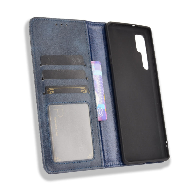 For TCL 20 Pro 5G Magnetic Buckle Retro Crazy Horse Texture Horizontal Flip Leather Case with Holder & Card Slots & Photo Frame(Blue) - TCL by buy2fix | Online Shopping UK | buy2fix