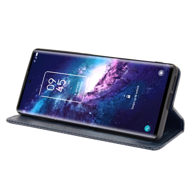 For TCL 20 Pro 5G Magnetic Buckle Retro Crazy Horse Texture Horizontal Flip Leather Case with Holder & Card Slots & Photo Frame(Blue) - TCL by buy2fix | Online Shopping UK | buy2fix