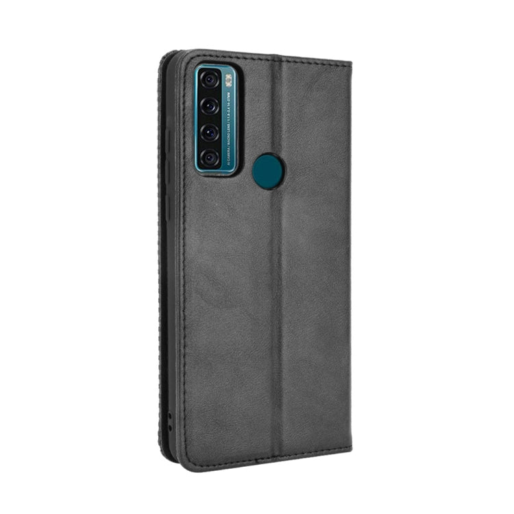 For TCL 20 SE Magnetic Buckle Retro Crazy Horse Texture Horizontal Flip Leather Case with Holder & Card Slots & Photo Frame(Black) - TCL by buy2fix | Online Shopping UK | buy2fix