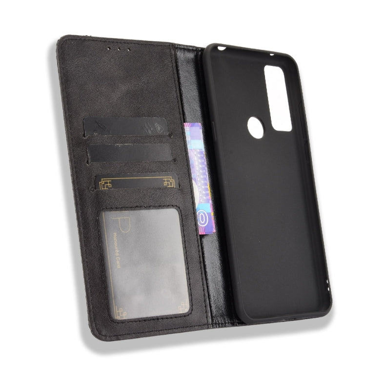 For TCL 20 SE Magnetic Buckle Retro Crazy Horse Texture Horizontal Flip Leather Case with Holder & Card Slots & Photo Frame(Black) - TCL by buy2fix | Online Shopping UK | buy2fix
