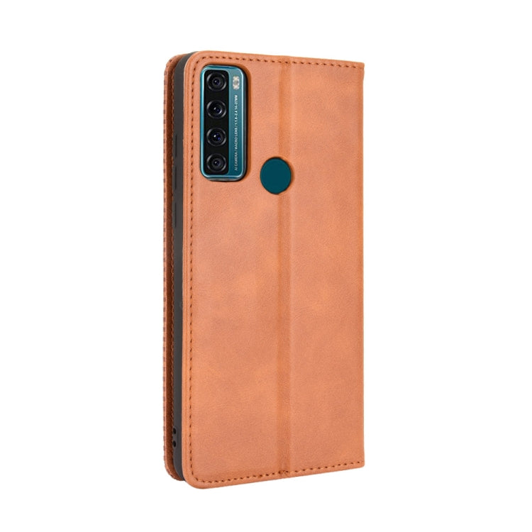 For TCL 20 SE Magnetic Buckle Retro Crazy Horse Texture Horizontal Flip Leather Case with Holder & Card Slots & Photo Frame(Brown) - TCL by buy2fix | Online Shopping UK | buy2fix