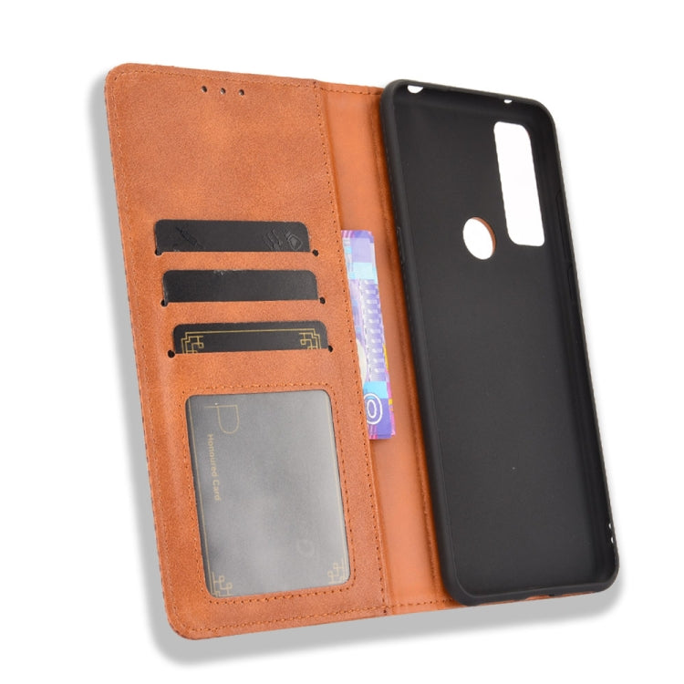 For TCL 20 SE Magnetic Buckle Retro Crazy Horse Texture Horizontal Flip Leather Case with Holder & Card Slots & Photo Frame(Brown) - TCL by buy2fix | Online Shopping UK | buy2fix