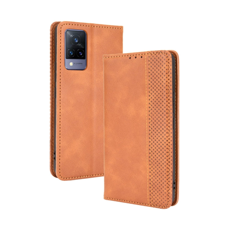 For vivo V21 5G / 4G Magnetic Buckle Retro Crazy Horse Texture Horizontal Flip Leather Case with Holder & Card Slots & Photo Frame(Brown) - vivo Cases by buy2fix | Online Shopping UK | buy2fix