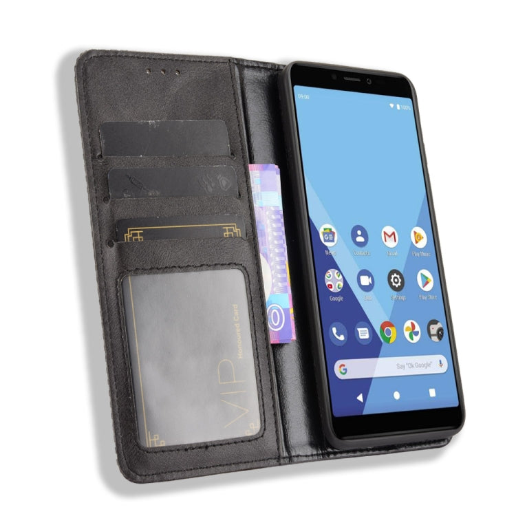 For Wiko Y51 / Sunny 5 Lite Magnetic Buckle Retro Crazy Horse Texture Horizontal Flip Leather Case with Holder & Card Slots & Photo Frame(Black) - More Brand by buy2fix | Online Shopping UK | buy2fix