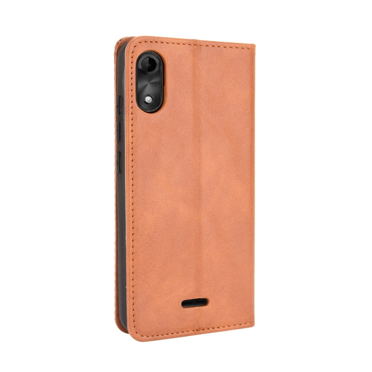 For Wiko Y51 / Sunny 5 Lite Magnetic Buckle Retro Crazy Horse Texture Horizontal Flip Leather Case with Holder & Card Slots & Photo Frame(Brown) - More Brand by buy2fix | Online Shopping UK | buy2fix