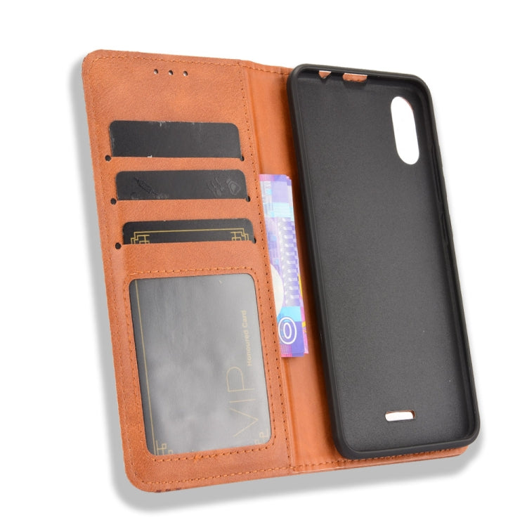 For Wiko Y51 / Sunny 5 Lite Magnetic Buckle Retro Crazy Horse Texture Horizontal Flip Leather Case with Holder & Card Slots & Photo Frame(Brown) - More Brand by buy2fix | Online Shopping UK | buy2fix