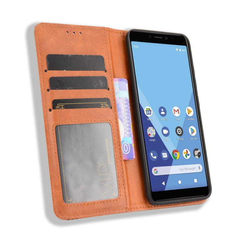 For Wiko Y51 / Sunny 5 Lite Magnetic Buckle Retro Crazy Horse Texture Horizontal Flip Leather Case with Holder & Card Slots & Photo Frame(Brown) - More Brand by buy2fix | Online Shopping UK | buy2fix