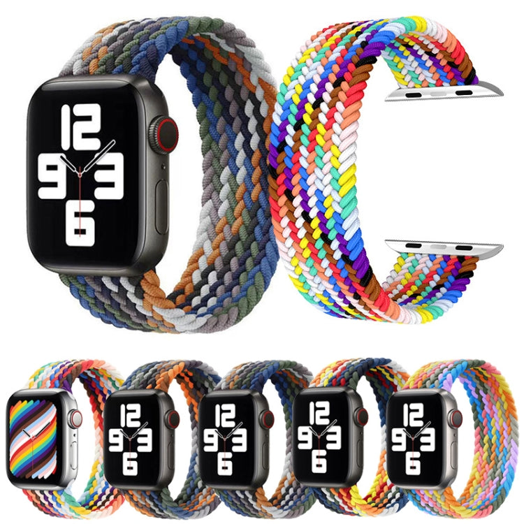 Metal Head Braided Nylon Watch Band, Size: XS 135mm For Apple Watch Ultra 49mm&Watch Ultra 2 49mm / Series 9&8&7 45mm / SE 3&SE 2&6&SE&5&4 44mm / 3&2&1 42mm(Rainbow Colors) by buy2fix