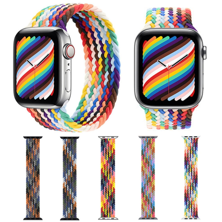 Metal Head Braided Nylon Watch Band, Size: M 155mm For Apple Watch Series 7 45mm / 6 & SE & 5 & 4 44mm / 3 & 2 & 1 42mm(Rainbow Colors) by buy2fix