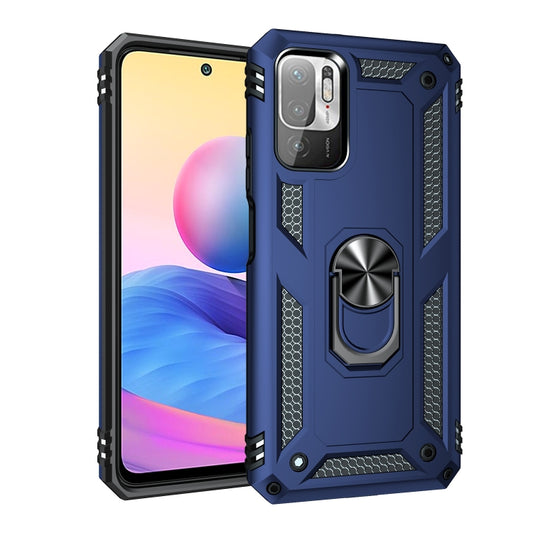 For Xiaomi Redmi Note 10 5G Shockproof TPU + PC Protective Case with 360 Degree Rotating Holder(Blue) by buy2fix